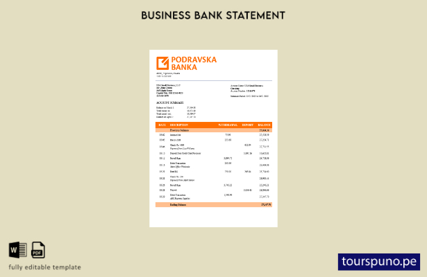 listo para imprimir Croacia Podravska banco corporativo extracto de cuenta de ch